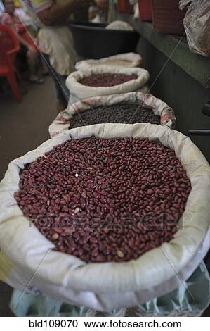Stock Image - Sacks of dried beans at market. Fotosearch