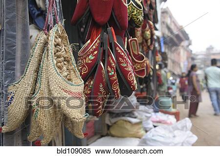 Stock Photography - Woven shoes for sale at market. Fotosearch