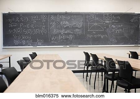 Blackboard with equations in empty classroom View Large Photo Image Stock Photography - Blackboard with equations in empty classroom. Fotosearch