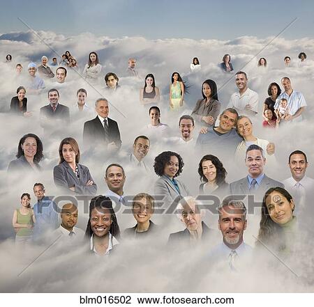 Business people's heads in cloud View Large Photo Image Stock Image - Business people's heads in cloud. Fotosearch