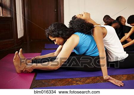 Women stretching together in yoga class View Large Photo Image Picture - Women stretching together in yoga class. Fotosearch