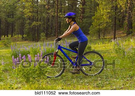 Chinese woman riding mountain bike in meadow View Large Photo Image Stock Image - Chinese woman riding mountain bike in meadow. Fotosearch