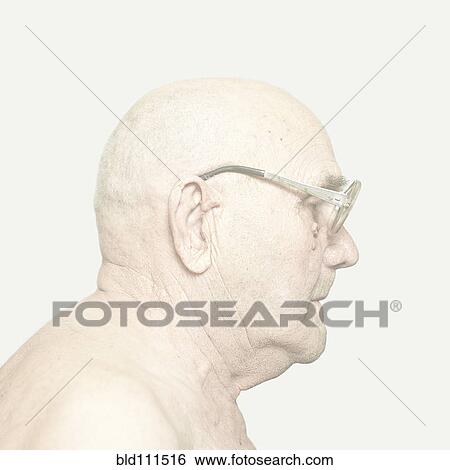 Stock Photograph - Older Caucasian man wearing glasses. Fotosearch
