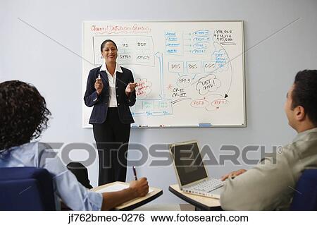 African businesswoman lecturing in front of whiteboard View Large Photo Image Stock Photograph - African businesswoman lecturing in front of whiteboard . Fotosearch