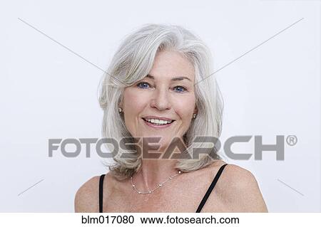 Stock Image - Caucasian woman smiling. Fotosearch