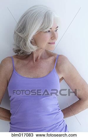 Stock Image - Caucasian woman smiling. Fotosearch