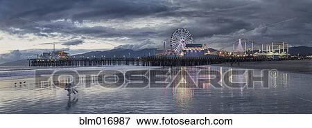 Funfair on Santa Monica pier reflecting in water, Santa Monica, California, USA View Large Photo Image Stock Photo - Funfair on Santa Monica pier reflecting in water, Santa Monica, California, USA. Fotosearch