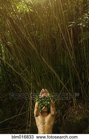 Hawaiian man wearing traditional outfit in jungle View Large Photo Image Stock Image - Hawaiian man wearing traditional outfit in jungle. Fotosearch
