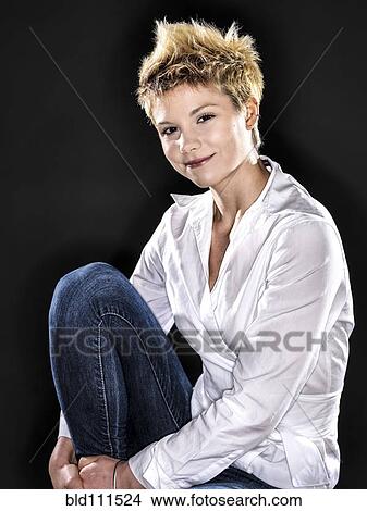 Picture - Caucasian woman smiling. Fotosearch
