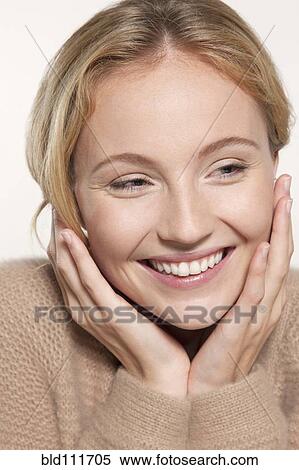 Stock Photography - Caucasian woman smiling. Fotosearch