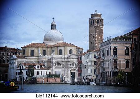 Picture - Church and buildings on canal, Venice, Veneto, Italy. Fotosearch