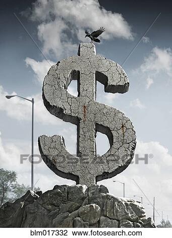Bird landing on carved stone dollar sign View Large Photo Image Stock Image - Bird landing on carved stone dollar sign. Fotosearch