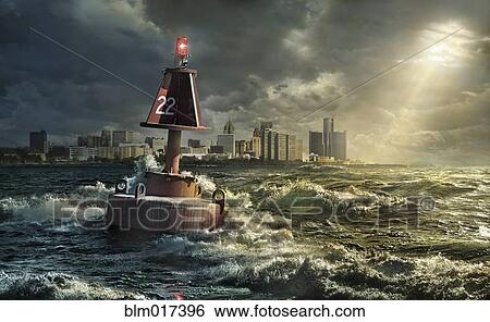 Buoy in rocky waves, Detroit, Michigan, United States View Large Photo Image Stock Photograph - Buoy in rocky waves, Detroit, Michigan, United States. Fotosearch