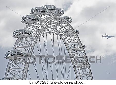 Stock Photography - London Eye in blue sky, London, London, England. Fotosearch