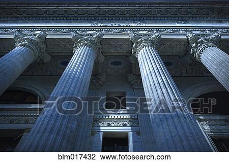 Low angle view of columned building View Large Photo Image Stock Image - Low angle view of columned building. Fotosearch
