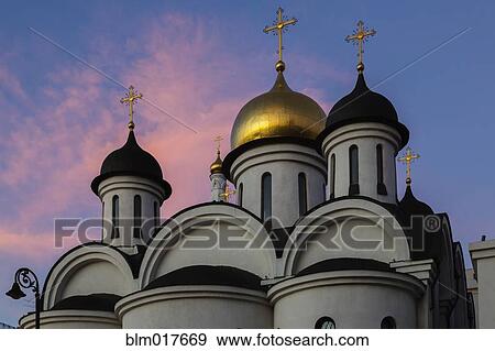 Stock Photo - Ornate domes of church at dusk, Havana, Cuba. Fotosearch