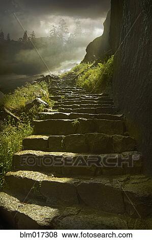 Stock Photo - Stone steps on rural hillside. Fotosearch
