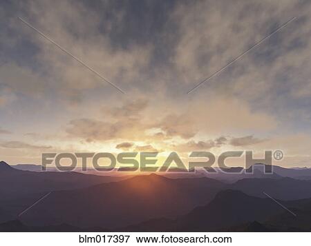 Sun rising over rural mountains View Large Photo Image Stock Photo - Sun rising over rural mountains. Fotosearch