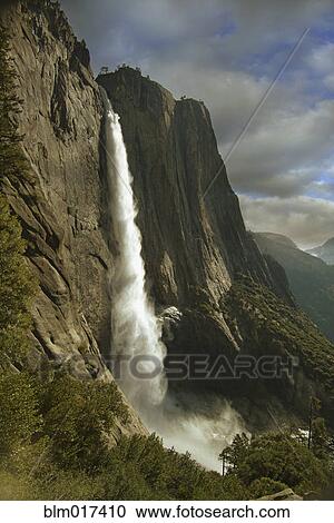 Waterfall over rock formations, Yosemite, California, United States View Large Photo Image Stock Image - Waterfall over rock formations, Yosemite, California, United States. Fotosearch