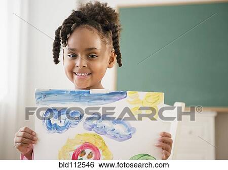 African American girl with painting in classroom View Large Photo Image Stock Photograph - African American girl with painting in classroom. Fotosearch