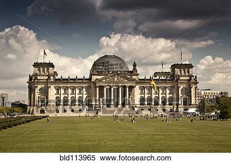 Stock Photography - Columned building with glass dome, Berlin, Germany. Fotosearch