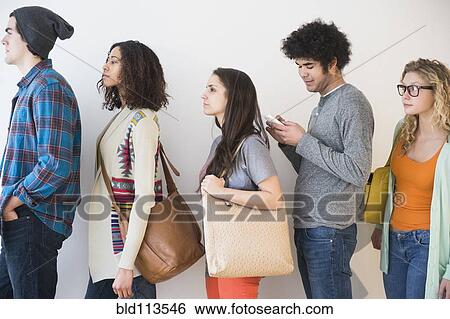 Stock Photograph - People waiting in line. Fotosearch