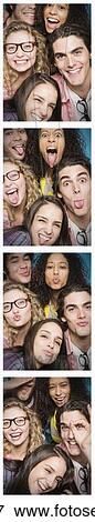 Stock Photo - Photobooth strip of friends posing together. Fotosearch
