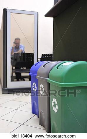 Recycle bins in office View Large Photo Image Picture - Recycle bins in office. Fotosearch