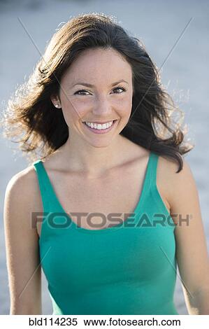 Stock Photography - Caucasian woman smiling. Fotosearch