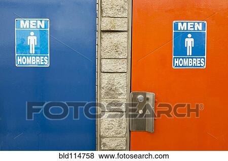 Stock Photo - Two men's bathroom doors. Fotosearch