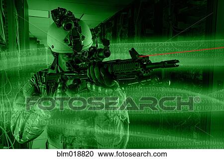 African American soldier holding gun in server room View Large Photo Image Stock Image - African American soldier holding gun in server room. Fotosearch