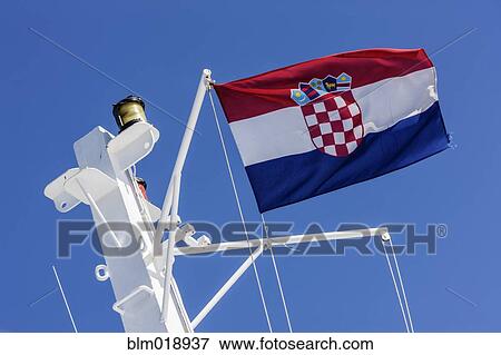 Croatian flag flying from ferry View Large Photo Image Stock Photo - Croatian flag flying from ferry. Fotosearch
