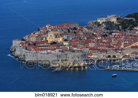 Stock Image - Dubrovnik city skyline at dawn, Dalmatia, Croatia. Fotosearch