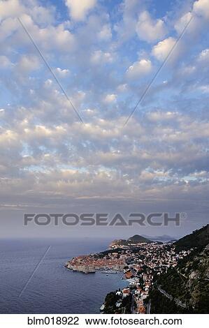 Stock Image - Dubrovnik city skyline at dawn, Dalmatia, Croatia. Fotosearch