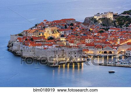Dubrovnik city skyline at dawn, Dalmatia, Croatia View Large Photo Image Stock Photo - Dubrovnik city skyline at dawn, Dalmatia, Croatia. Fotosearch