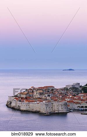 Dubrovnik city skyline at dawn, Dalmatia, Croatia View Large Photo Image Stock Photo - Dubrovnik city skyline at dawn, Dalmatia, Croatia. Fotosearch