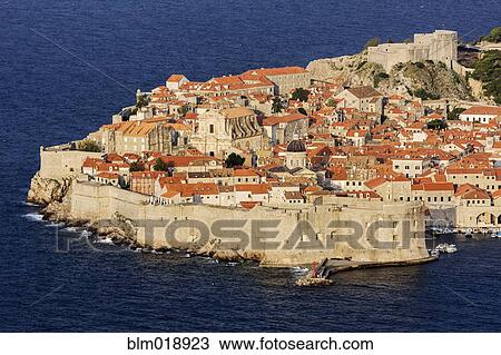 Stock Image - Dubrovnik city skyline, Dalmatia, Croatia. Fotosearch