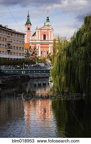Ornate church on urban river, Ljubljana, Slovenia View Large Photo Image Stock Image - Ornate church on urban river, Ljubljana, Slovenia. Fotosearch