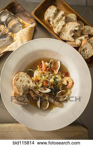Bowl of seafood stew View Large Photo Image Picture - Bowl of seafood stew. Fotosearch