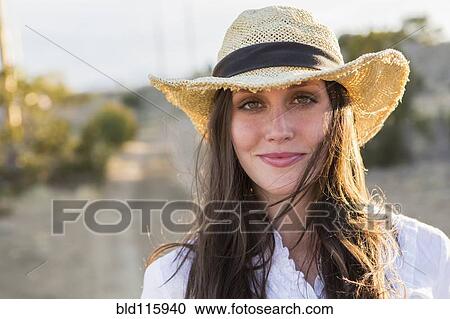 Stock Image - Caucasian woman smiling. Fotosearch
