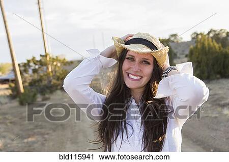 Stock Image - Caucasian woman smiling. Fotosearch