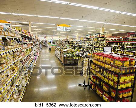 Stock Image - Dry goods section of grocery store. Fotosearch