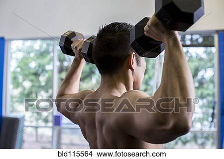 Pacific Islander man lifting weights in gym View Large Photo Image Picture - Pacific Islander man lifting weights in gym. Fotosearch