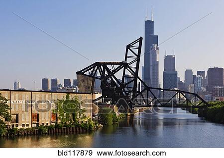Stock Photo - 18th Street Lift Bridge in Chicago. Fotosearch