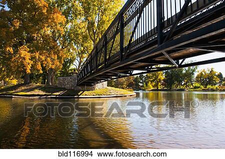 Picture - A Bridge Crossing Water to an Island. Fotosearch