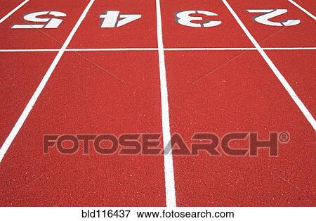 Stock Photo - A school sports athletics and running track. Fotosearch