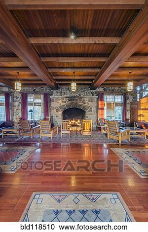 A traditionally furnished and decorated lodge View Large Photo Image Stock Image - A traditionally furnished and decorated lodge . Fotosearch