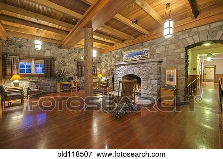 A traditionally furnished and decorated lodge View Large Photo Image Stock Photo - A traditionally furnished and decorated lodge . Fotosearch