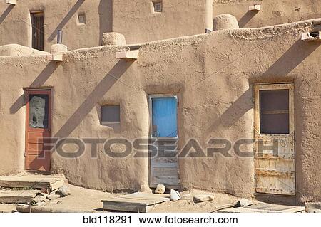 Stock Image - Adobe Buildings of Taos. Fotosearch