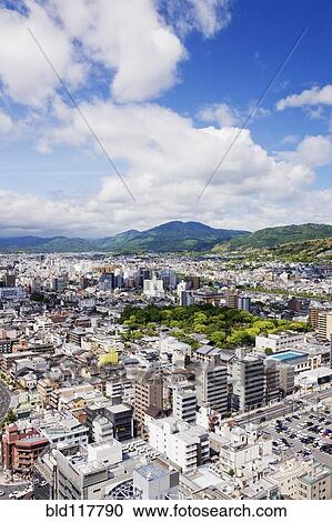 Stock Image - Aerial Japanese Cityscape. Fotosearch
